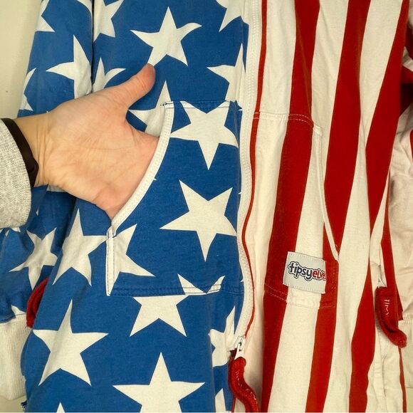 Tipsy Elves American Flag Jumpsuit Patriotic Stars and Stripes Print Size Small - Picture 6 of 9
